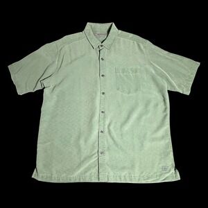REI Mens Large Sage Green Short Sleeve Button Up Slub Textured Trail‎ Shirt L